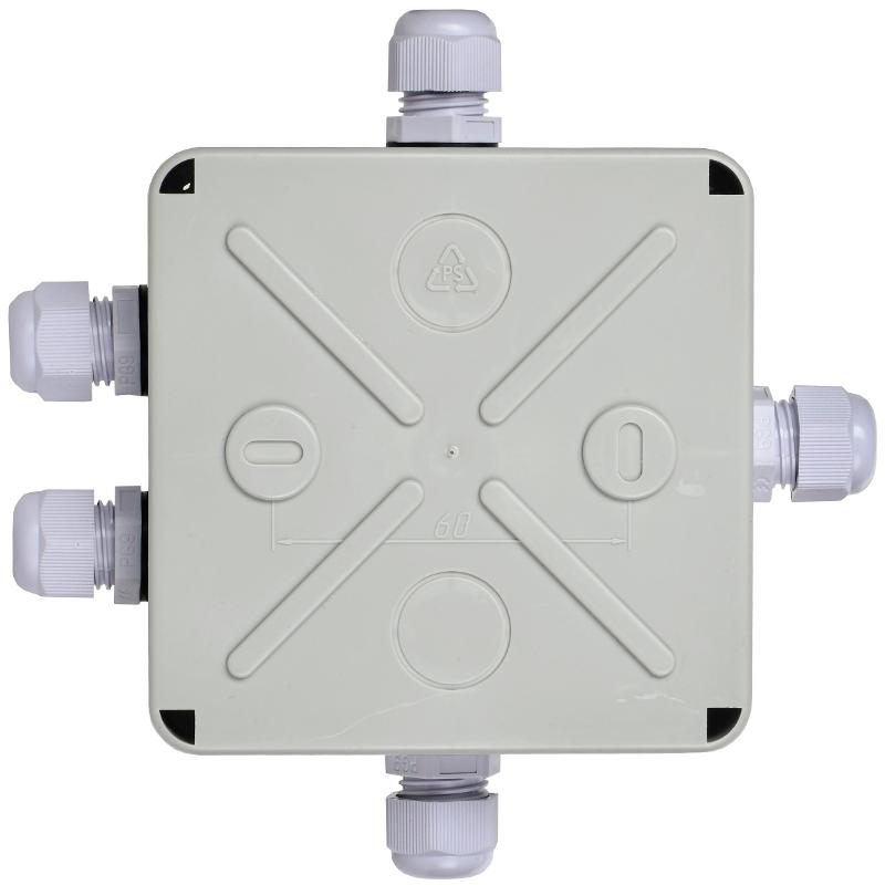 Коробка распределительная КМ41330 для о/п 100х100х50 мм IP55 (RAL7035, гермовводы PG9 5 шт) | UKO10-100-100-050-K51-55 | IEK — миниатюра 6