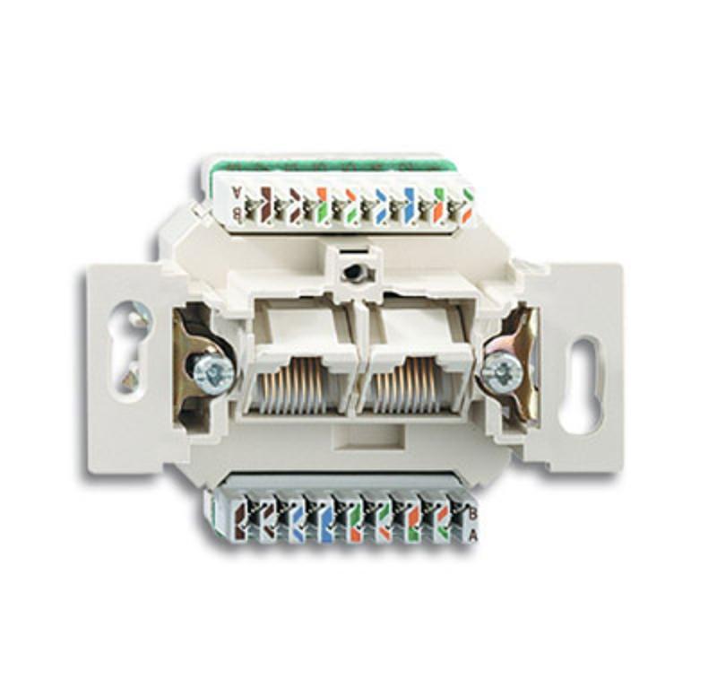 Мех. 2-постовой комп./телеф. розетки UAE, 8/8 полюсов, раздельно, RJ45, категория 6е, неэкр., до 250 МГц | 0230-0-0470  | 2CKA000230A0470 | ABB — ABB