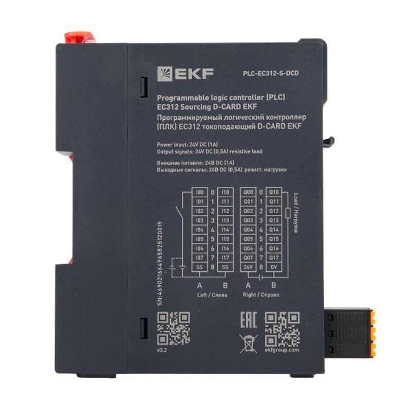 Контроллер программируемый логический (ПЛК) EC312 токоподающий D-CARD |PLC-EC312-S-DCD | EKF — миниатюра 1