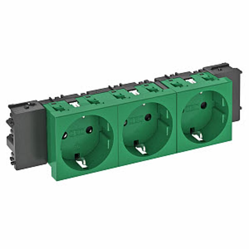 Розетка тройная 0° Modul45connect с з/к, 250 В, 16A (зеленый) (STD-D0C MZGN3) | 6120386 | OBO Bettermann — миниатюра 2