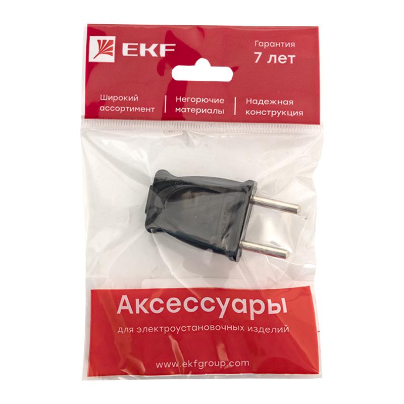 Вилка плоская б/3 черная 10А 250 В EKF Proxima EKF | AVP10-30-rpl | EKF — миниатюра 3