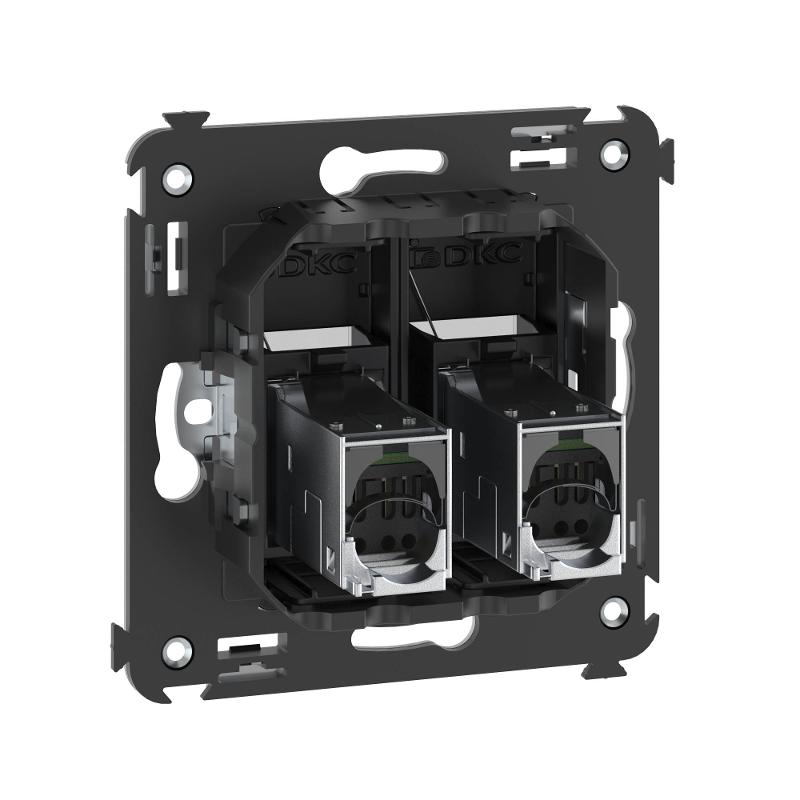 Компьютерная розетка RJ-45 в стену, кат.6 экранированная двойная,"Avanti", "Черный матовый" | 4412394 | DKC — миниатюра 3