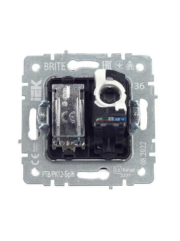 BRITE Розетка двойная TV+RJ45 кат.5E РТВ/РК12-БрЖ жемчужный  | BR-AK20-1-K36 | IEK — миниатюра 4