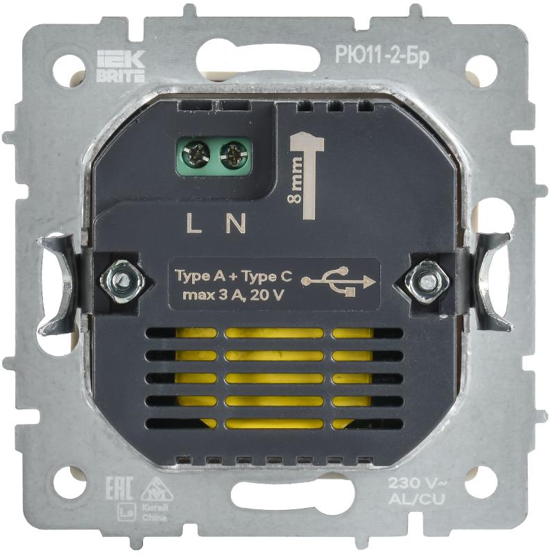 BRITE Роз. USB A+C 45Вт высокоск. зар. РЮ11-2-БрБ бел. | BR-U22-045-K01 | IEK — миниатюра 5