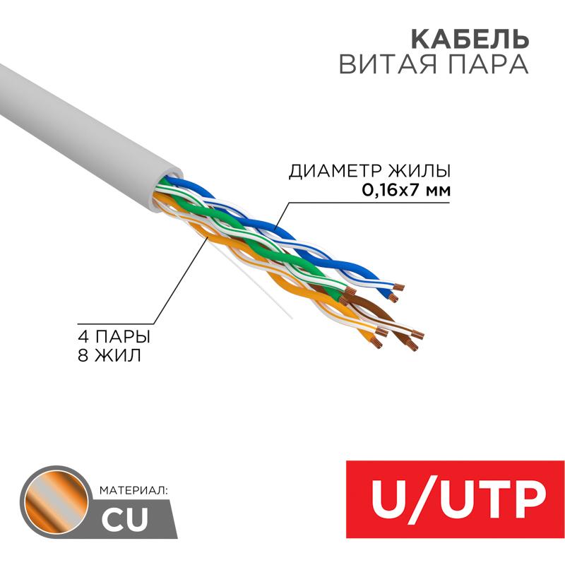 Кабель UTP  4PR  24AWG  CAT5e  305м  STRANDED | 01-0044 | REXANT — REXANT