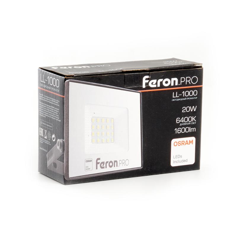Прожектор светодиодный 20W 6400K IP65 AC220-240V/50Hz, черный, LL-1000 | 41538 | FERON — миниатюра 4