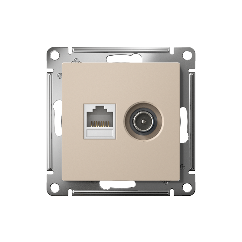 AtlasDesign Песочный Розетка 2-ая TV + компьютерная RJ45, кат. 5Е | ATN001289 | SE — миниатюра 2