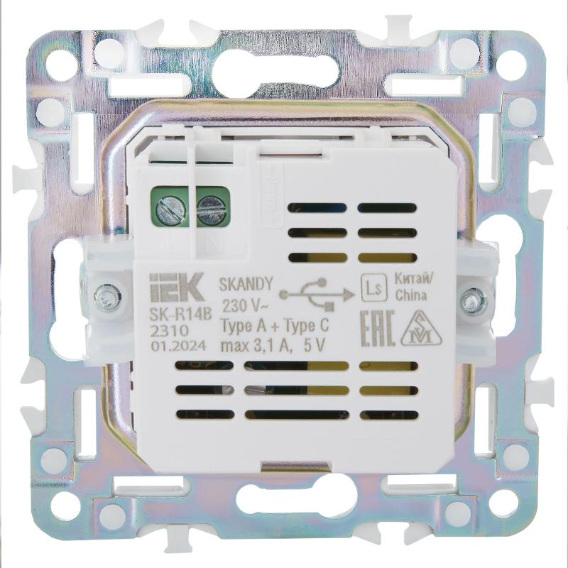 SKANDY Розетка USB A+C 3,1А SK-R14B бежевый | SK-U22-D31-K10 | IEK — миниатюра 3