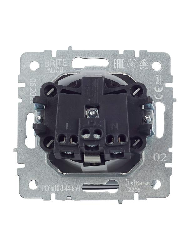 BRITE Розетка с заземлением со шторками с кр. 16А IP44 РСбш10-3-44-БрЧ черный | BR-R16-16-44-K02 | IEK — миниатюра 2