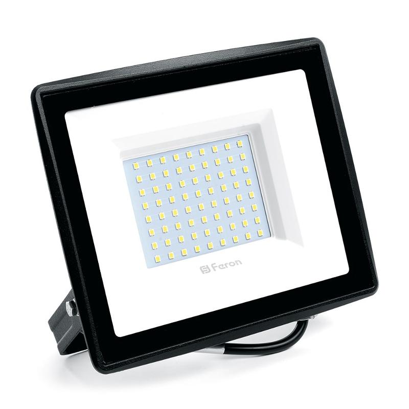 Прожектор светодиодный 2835 SMD 100W 4000K IP65  AC230V/50Hz, черный, LL-922 | 48108 | FERON — Feron