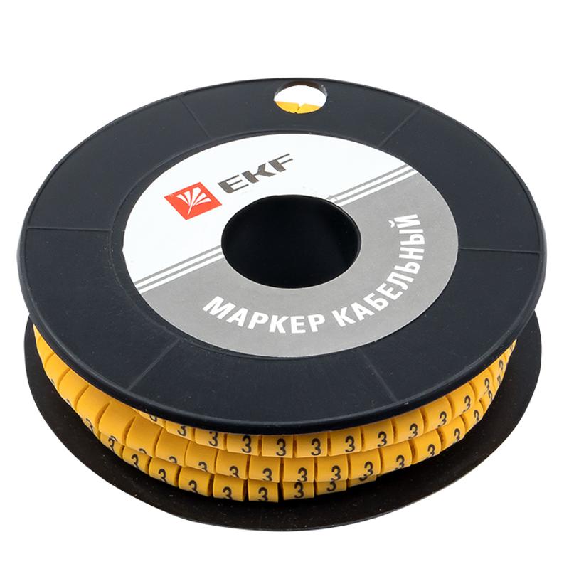 Маркер-кабельный 1,5кв.мм "3" (1000шт.) (ЕС-0) EKF PROxima | plc-KM-1.5-3 | EKF — миниатюра 2