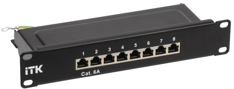 1U патч-панель кат.6A STP 8 портов 10" Dual IDC | PP08-1UC6AS-D05-10 | ITK — ITK