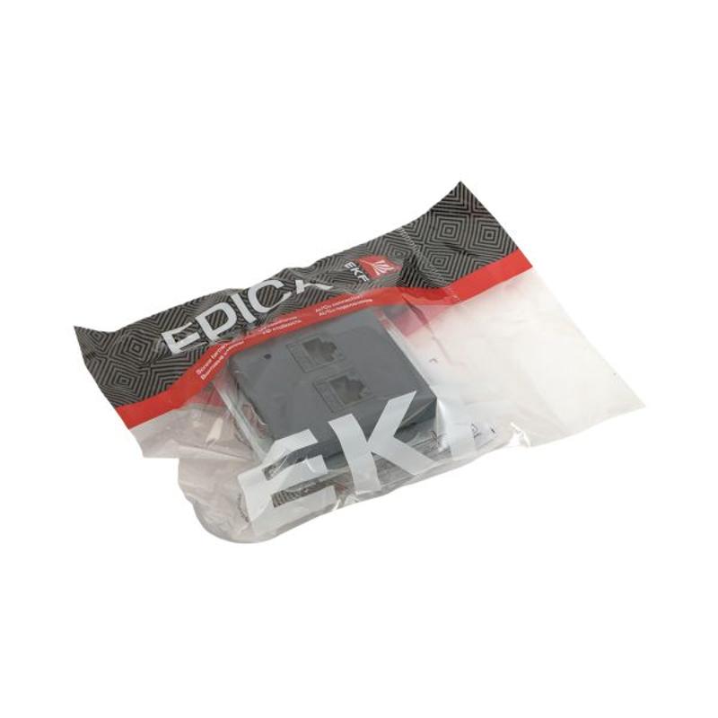Механизм розетки RJ45 - 2шт, (cat5), графит Эпика  |UP1-SOG-2RJ45-5| EKF — миниатюра 10