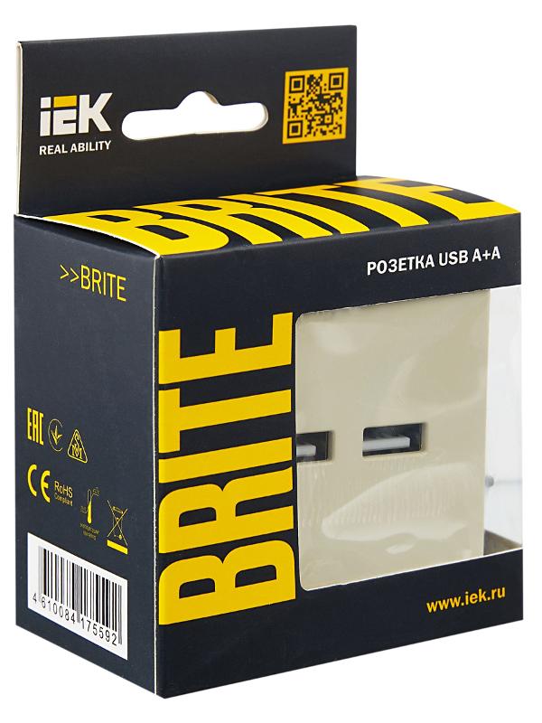 BRITE Розетка USB A+A 3,1А РЮ10-1-БрКр бежевый | BR-U21-D31-K10 | IEK — миниатюра 7