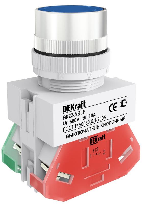Выкл. кноп. ABLF 22 мм Цвет:СИНИЙ 220В ВK-22  | 25016DEK | DEKraft — DEKraft