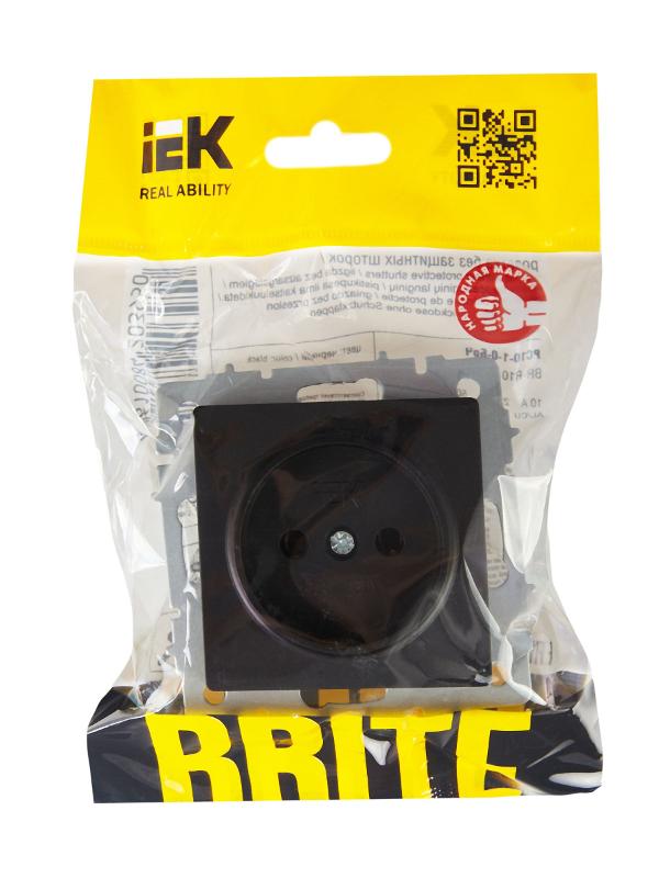 BRITE Розетка без заземления без шторок10А РС10-1-0-БрЧ черный | BR-R10-10-K02 | IEK — миниатюра 6