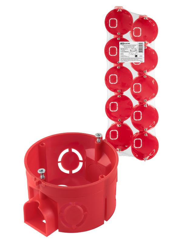 Коробка установочная СП D68х42мм, саморезы, стыковочные узлы, красная, IP20, (10 шт) | SQ1402-2116 | TDM — TDM ELECTRIC