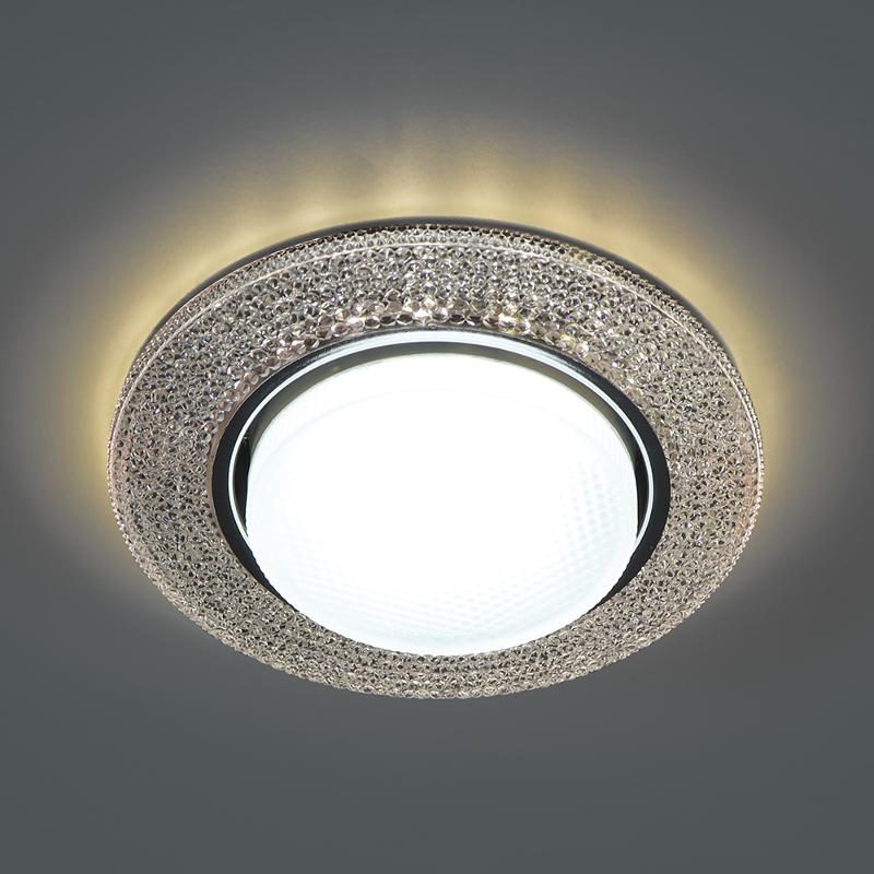 Светильник потолочный встраиваемый со светодиодной подсветкой 20LED*2835 SMD 4000K, 15W GX53, без лампы, прозрачный, хром CD4046 с др-ром в/компл | 41 — миниатюра 2