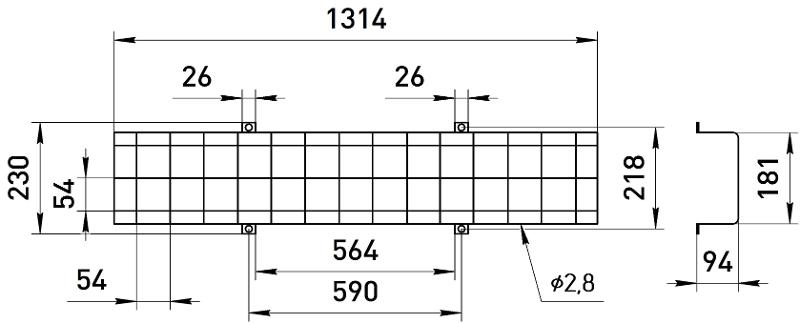 Решетка защитная для светильников ДПО, SPO SPO-BAR-1300-200 (5/40) | Б0049260 | ЭРА — миниатюра 2
