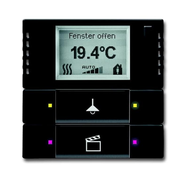 6128/28-885-500 Терморегулятор KNX с дисплеем и сенсором, 2/4-клавишный, чёрный бархат | 6134-0-0339 | 2CKA006134A0339 | ABB — ABB