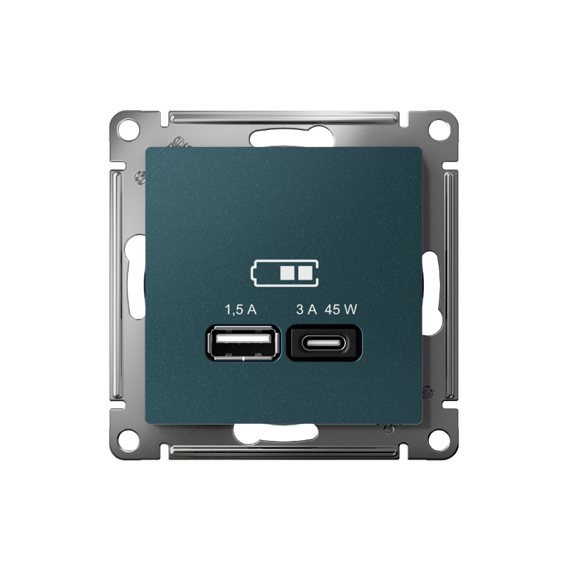 AtlasDesign Изумруд USB Розетка A + тип-C 45W высокоскоростной заряд QC PD | ATN000829 | SE — миниатюра 2