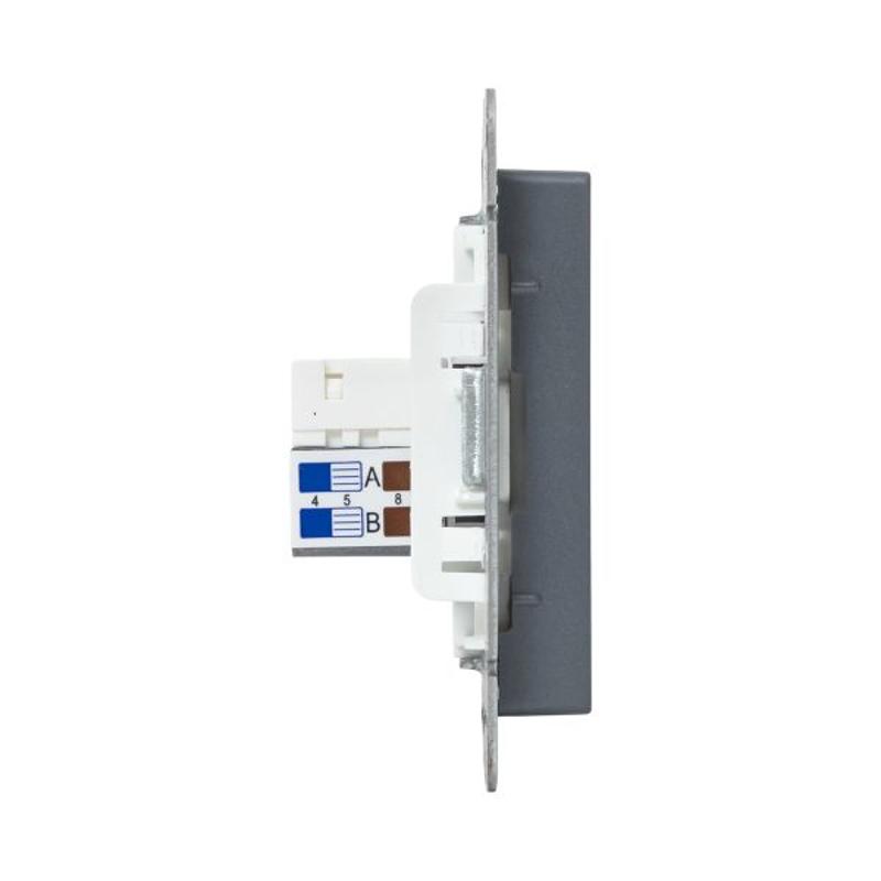 Механизм розетки RJ45 - 2шт, (cat5), графит Эпика  |UP1-SOG-2RJ45-5| EKF — миниатюра 5