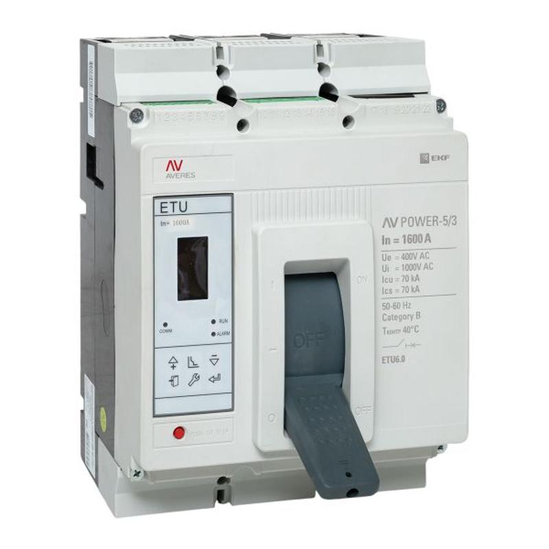 Выключатель автоматический AV POWER-5/3 1600А 70kA ETU6.0 AVERES | mccb-53-1600M-6.0-av | EKF — миниатюра 1