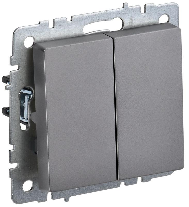 BRITE Выключатель 2-клавишный 10А ВС10-2-0-БрС сталь | BR-V20-0-10-K46 | IEK — IEK (ИЭК)