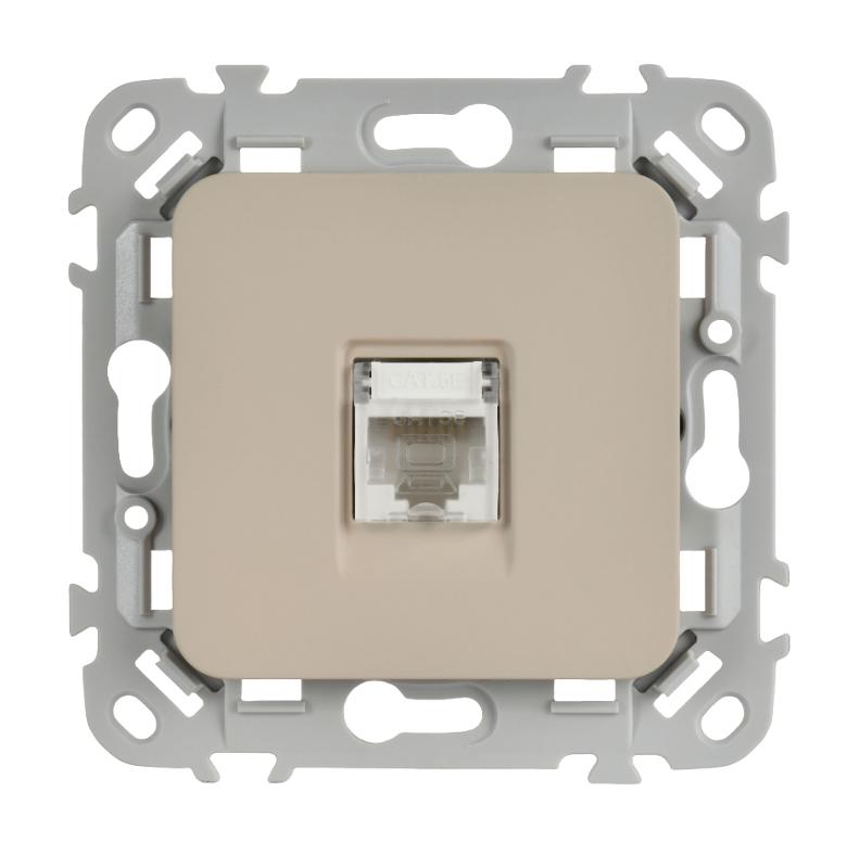 FLITE Розетка компьютерная RJ45 кат.5Е UTP РК5е-1-0-ФлЛ льняной | FI-K12-1-K88 | IEK — миниатюра 2