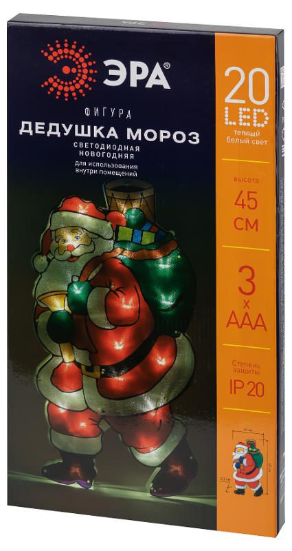 Светодиодная новогодняя фигура Дед Мороз 2 ENGDS-16, 24*45см, 20 LED, 3*AAA, IP20 | Б0056007 | ЭРА — миниатюра 3