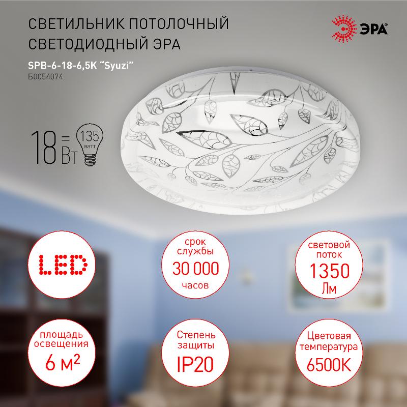 Светильник потолочный светодиодный SPB-6-18-6,5K Syuzi 18Вт 6500K | Б0054074 | ЭРА — миниатюра 4