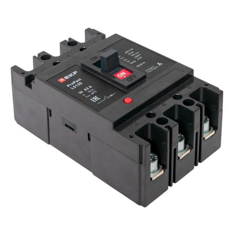 Выключатель автоматический LS125 18кА 3P 63А ProPact | mccb-125-18-3-63-ls | EKF — миниатюра 18