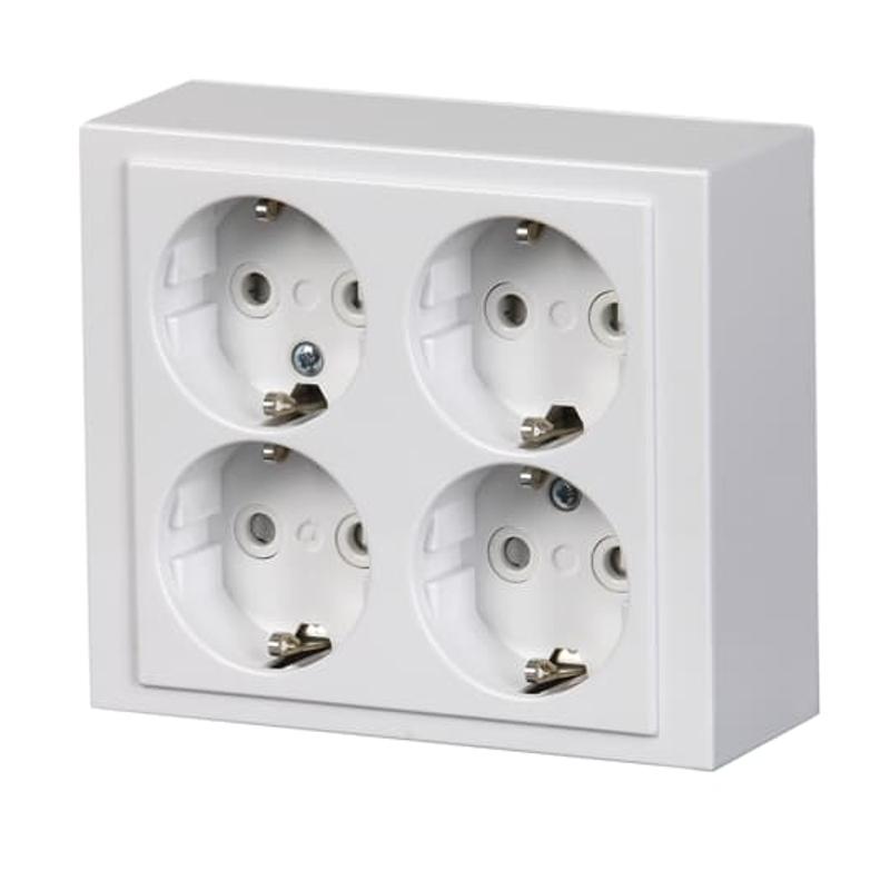Розетка накладного монтажа, Schuko 4 поста, Impressivo, белая | 2TKA00001613 | ABB — ABB