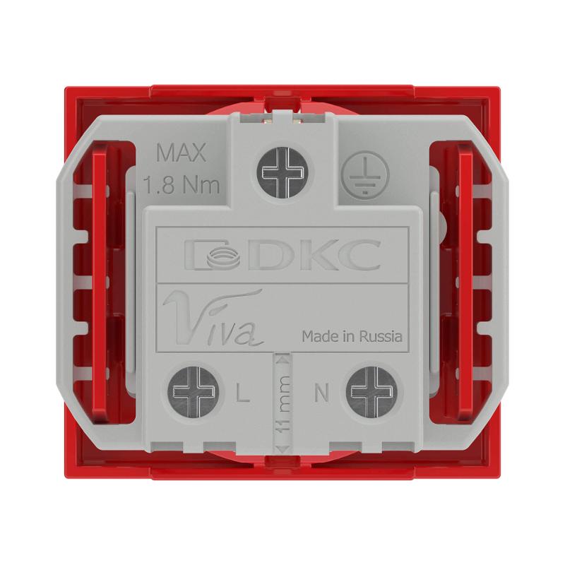 Розетка со шторками з/к 2мод.  16А IP20 красная Viva  | 45015 | DKC — миниатюра 3