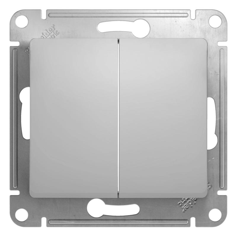 Glossa Алюминий Выключатель 2-клавишный, сх.5, 10АХ | GSL000351 | SE — Systeme Electric