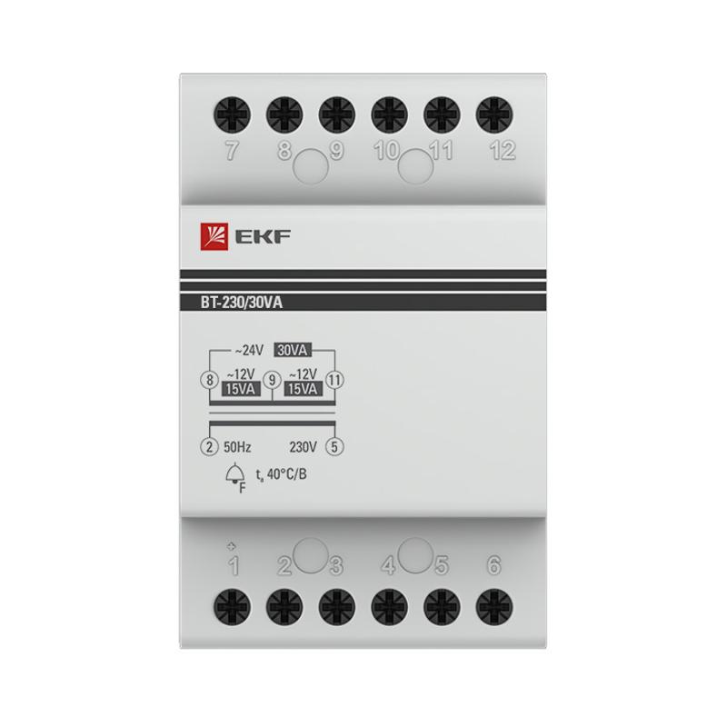 Трансформатор звонковый модульный BT-230В/12-12В 30ВА EKF PROxima | bt-230/30va | EKF — миниатюра 3