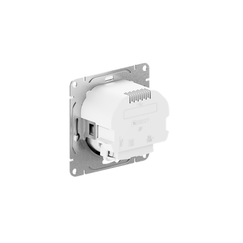 Механизм розетки с USB-A+С - 2шт, 16А, с заземлением, со шторками, белый Эпика | UP1-SOW-111-USBA+USBC | EKF — миниатюра 4