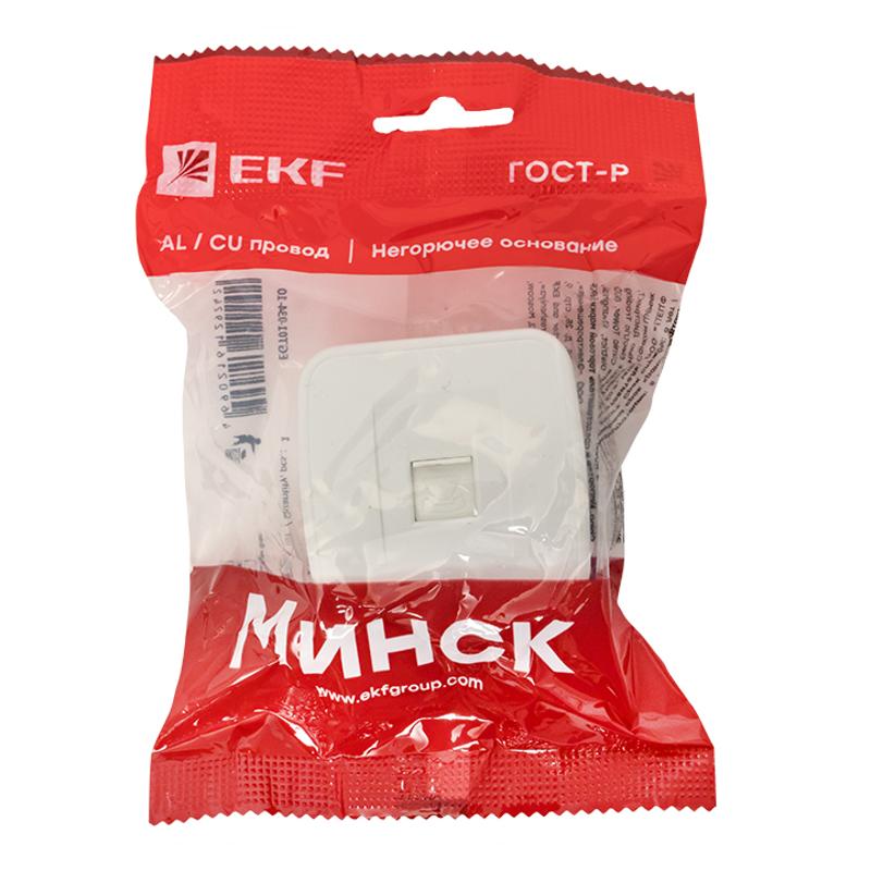 Минск Розетка Phone 1-местная ОП белая EKF Basic | EGT01-034-10 | EKF — миниатюра 7