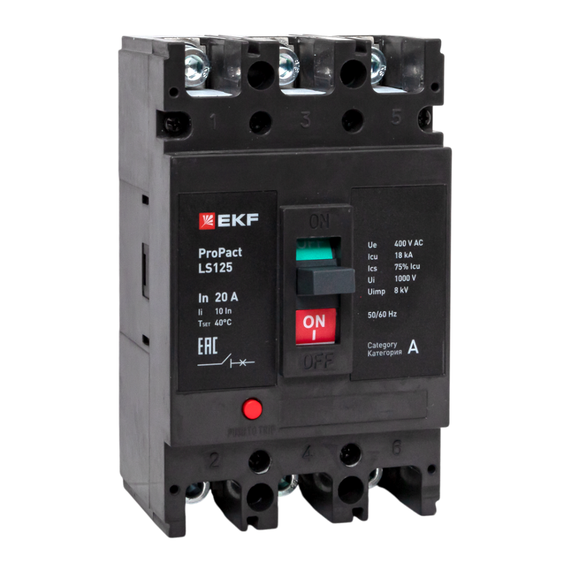 Выключатель автоматический LS125 18кА 3P 20А ProPact | mccb-125-18-3-20-ls | EKF — EKF