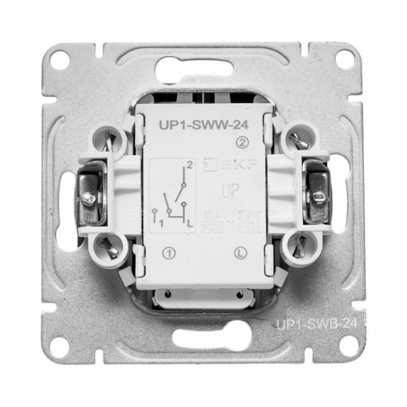 Механизм выключателя, двухклавишный, с подсветкой, чёрный Эпика EKF | UP1-SWB-24 | EKF — миниатюра 7