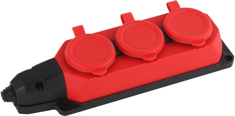 K-3e-RED-IP44 ЭРА Колодка каучуковая с/з 3гн 16A IP44 красная | Б0044552 | ЭРА — ЭРА (Энергия света)
