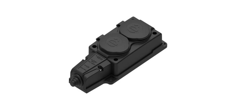 Колодка 2 гнезда 2К+З каучуковая 16А/250В IP44 Чёрная MultiSet | MST4102BK | SE — Systeme Electric
