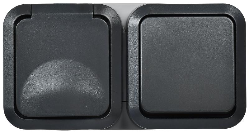 TORS Блок розетка + выключ. гор. 16А IP55 TS142 графит | TS-G10-6-55-V-K53 | IEK — IEK (ИЭК)