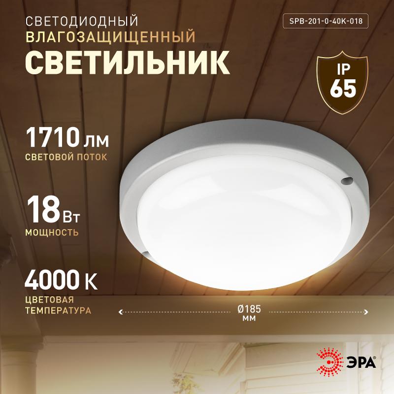 Светильник светодиодный для ЖКХ SPB-201-0-40K-018 настенно-потолочный IP65, D 210 мм, 18Вт, 4000К, рассеиватель матовый — миниатюра 4