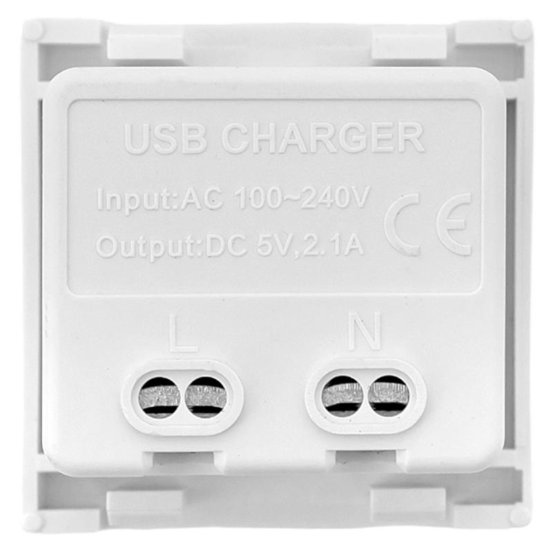 Розетка USB A+C, 2.1А, 2 гнезда, без индикатора, белая 45*45мм | E2MR2-21USB-10-AC | EKF — миниатюра 3