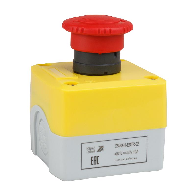 Пост кноп авар стоп OptiSignal D22 C5-BK-1-ESTR-02 2НЗ возв пов XALK178F |338523| КЭАЗ — КЭАЗ (Курский электроаппаратный завод)