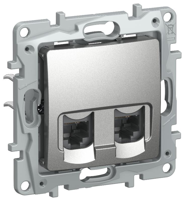Etika Алюминий Розетка компьютерная 2-я RJ45 кат.5Е UTP  | 6724551 | IEK — IEK (ИЭК)