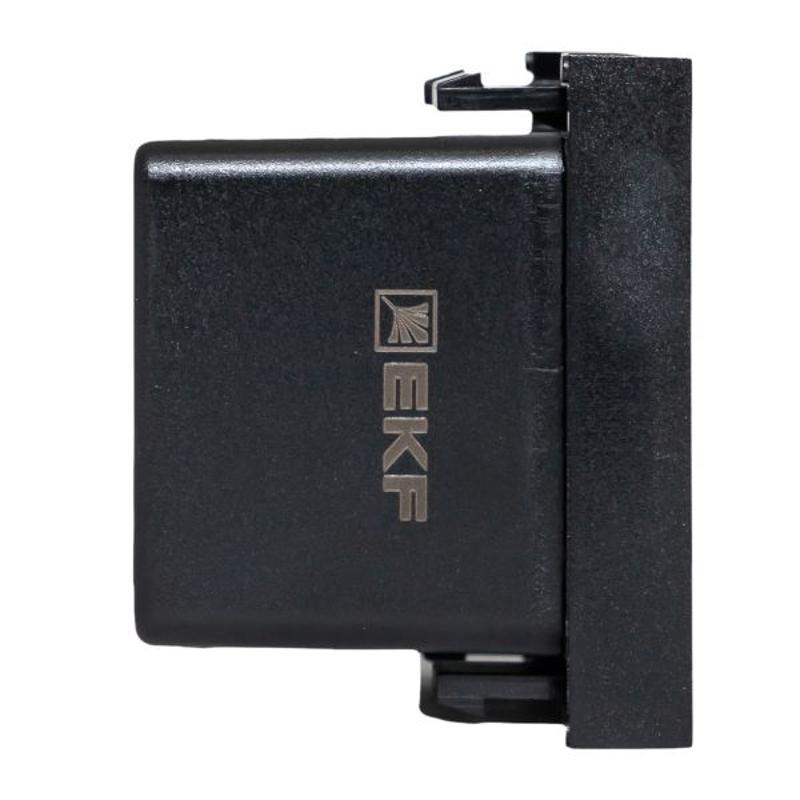 Розетка USB A+C, 2.1А, 2 гнезда, без индикатора, черная, матовая |E2MR2B-21USB-10-AC|EKF — миниатюра 10