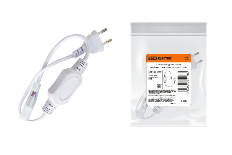 Сетевой шнур для неона SMD2835-220 В одностороннего, | SQ0331-1537 | TDM — фото 1 | Sento