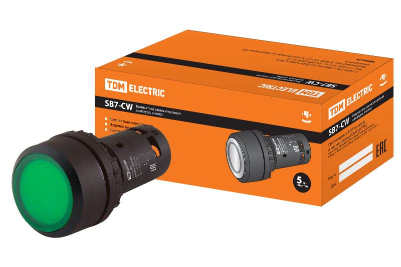Кнопка SB7-CW3361-220V(LED) d22мм 1з, зеленая | SQ0746-0025 | TDM — TDM ELECTRIC